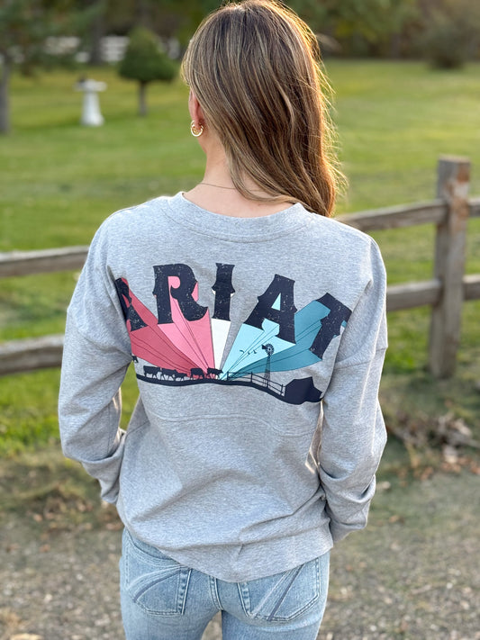 Ariat - Fun Farm Oversized Tshirt - Heather Grey