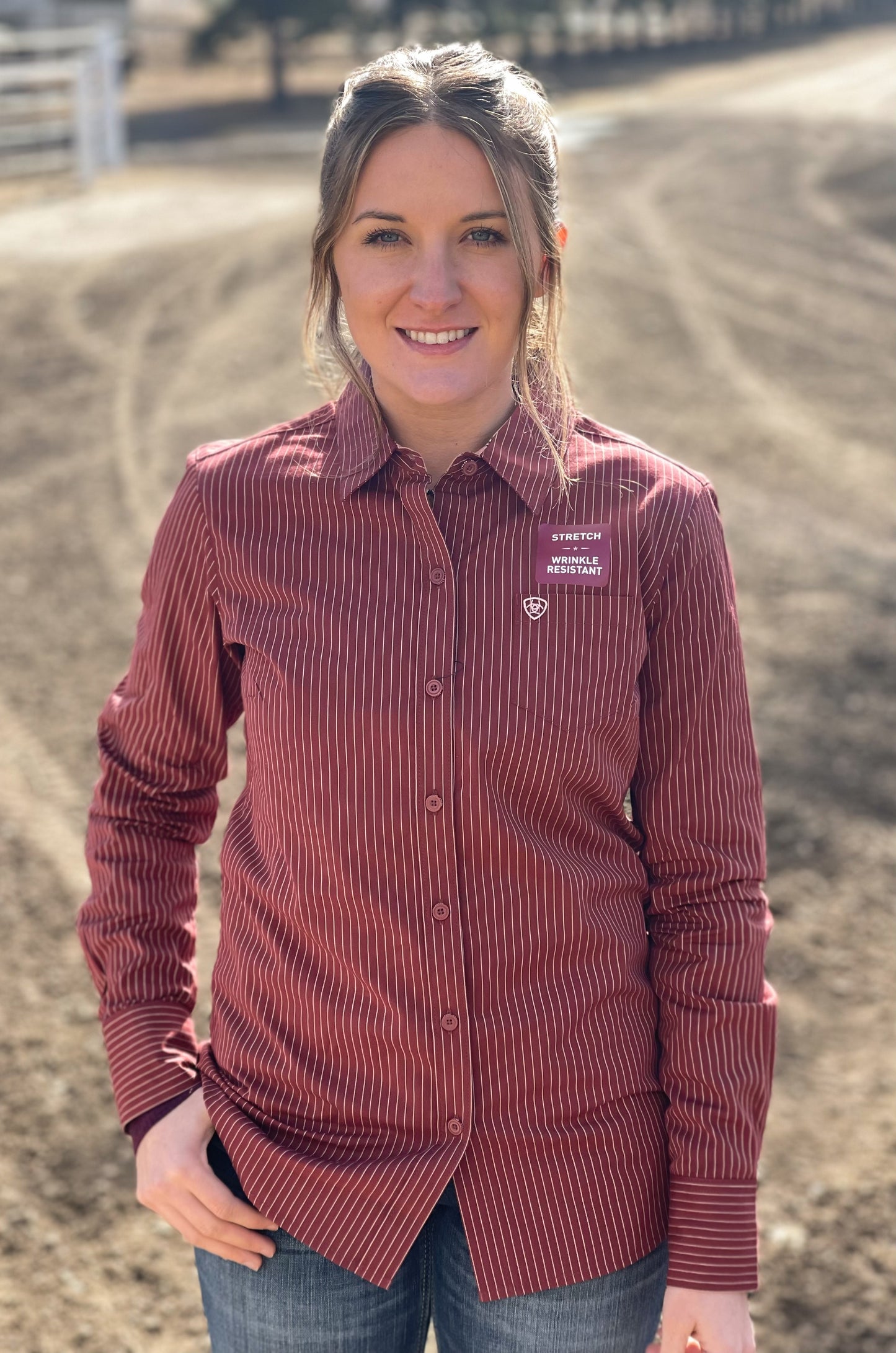 Ariat - Women’s Kirby Stretch Shirt - Fired Brick Pinstripe