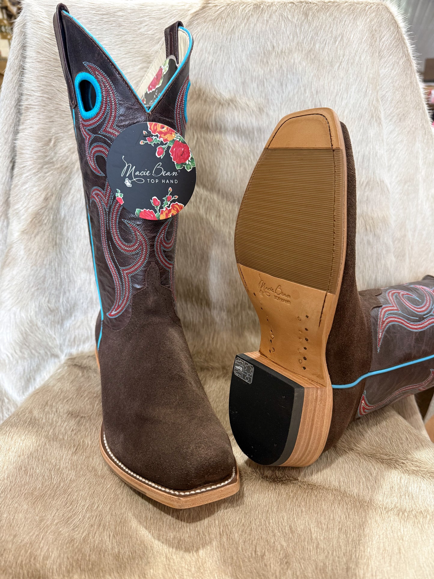 Macie Bean - Chocolate Suede Boots - Top Hand