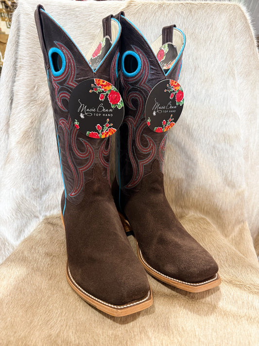 Macie Bean - Chocolate Suede Boots - Top Hand