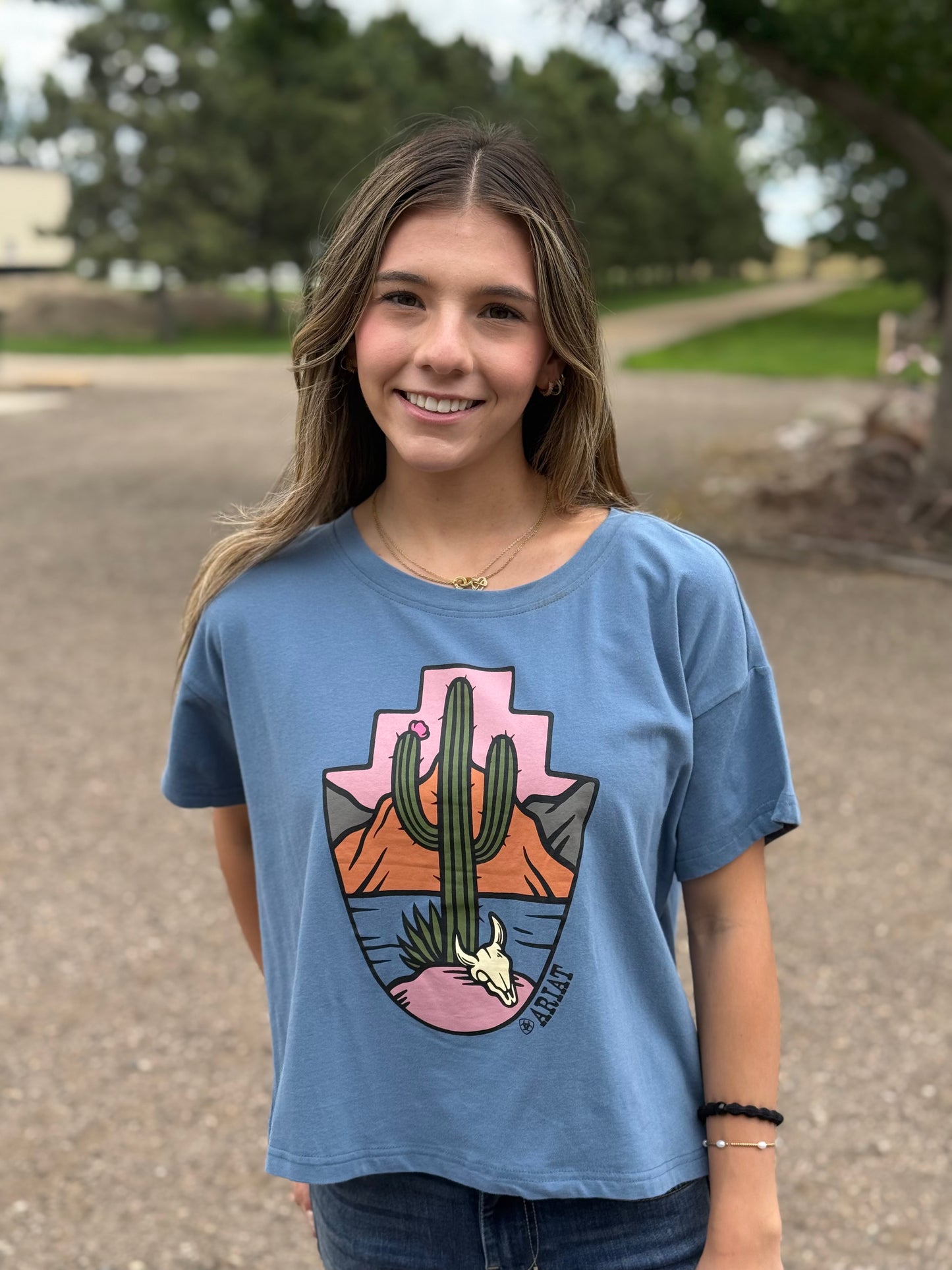 Ariat- Womens Treasure SS Tee( Copen Blue)
