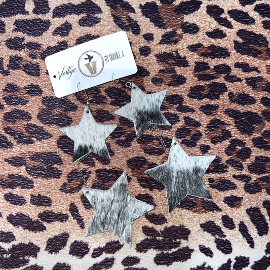 Black Cowhide Earrings