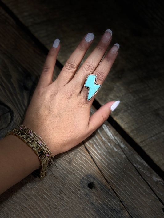 Turquoise Lighting Bolt Ring
