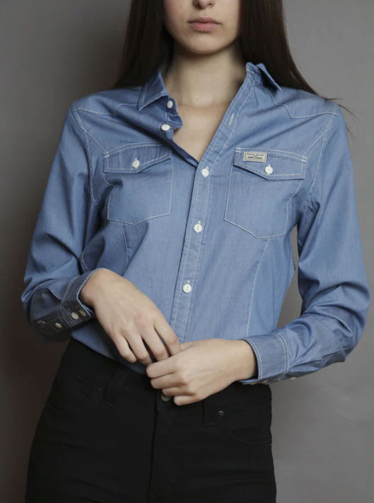 Kimes Ranch Ladies Lizzie Chambray Blue Denim