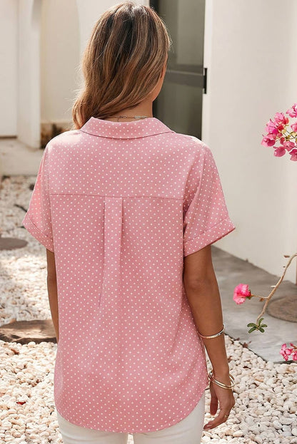 LDC Dotted Print Cuffed Short Sleeve Shirt: Sky Blue / M