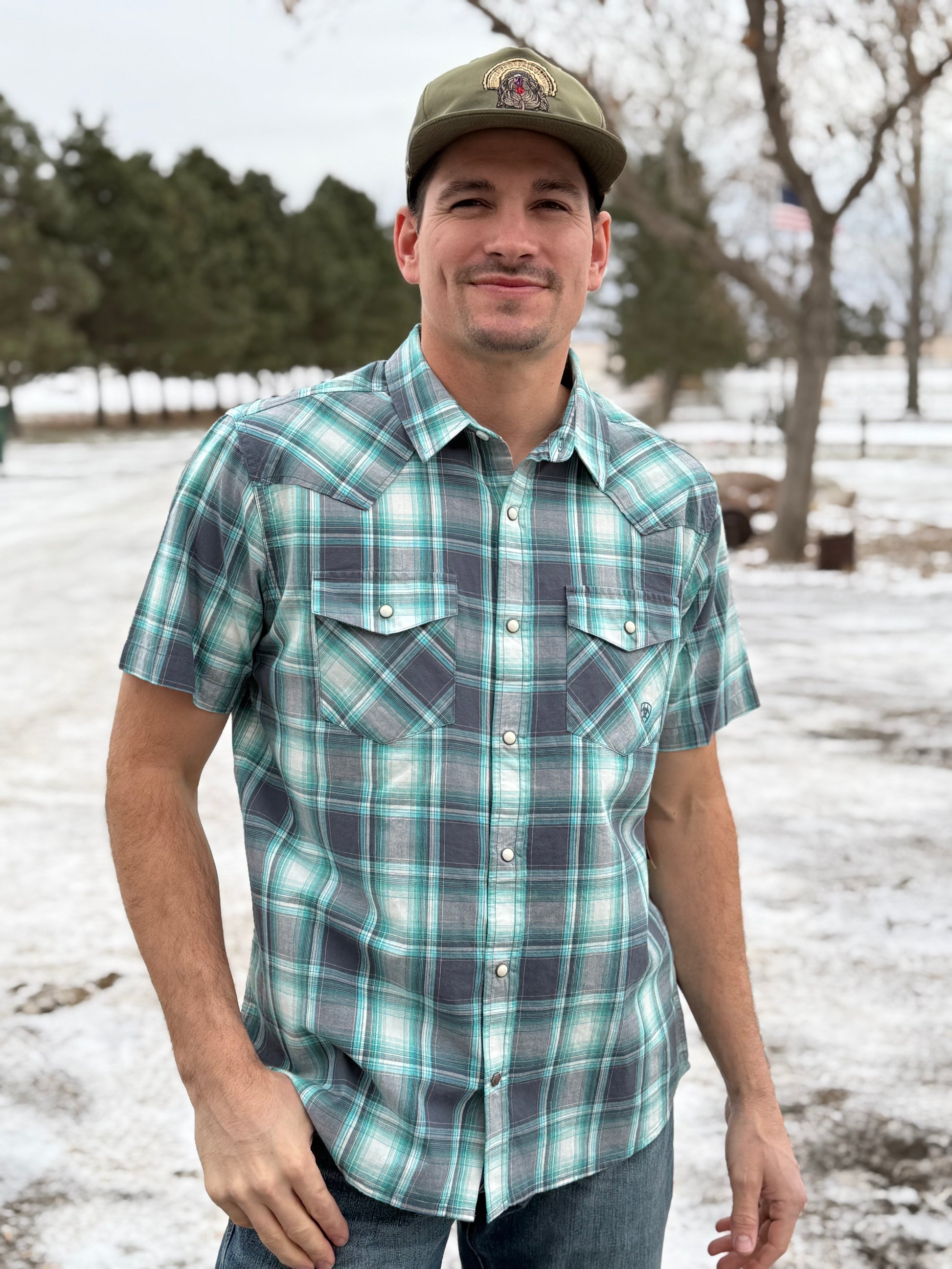 ariat dress shirts short sleeve Men's Ariat Kyle Fitted Short Sleeve Shirt