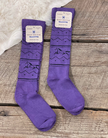 The Purple Horse Crew Socks