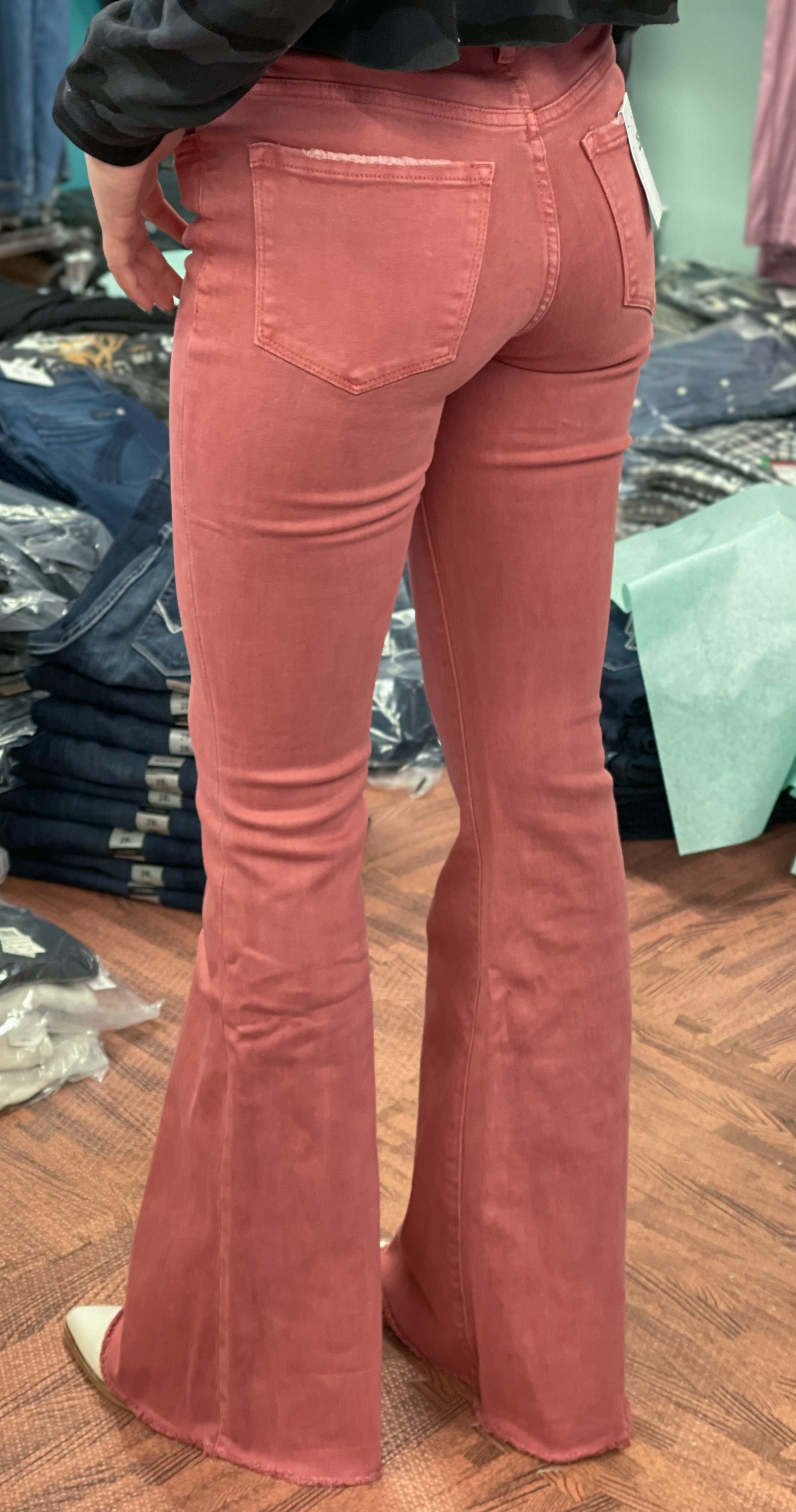 Free People Just Float On Flare Jeans in Pink