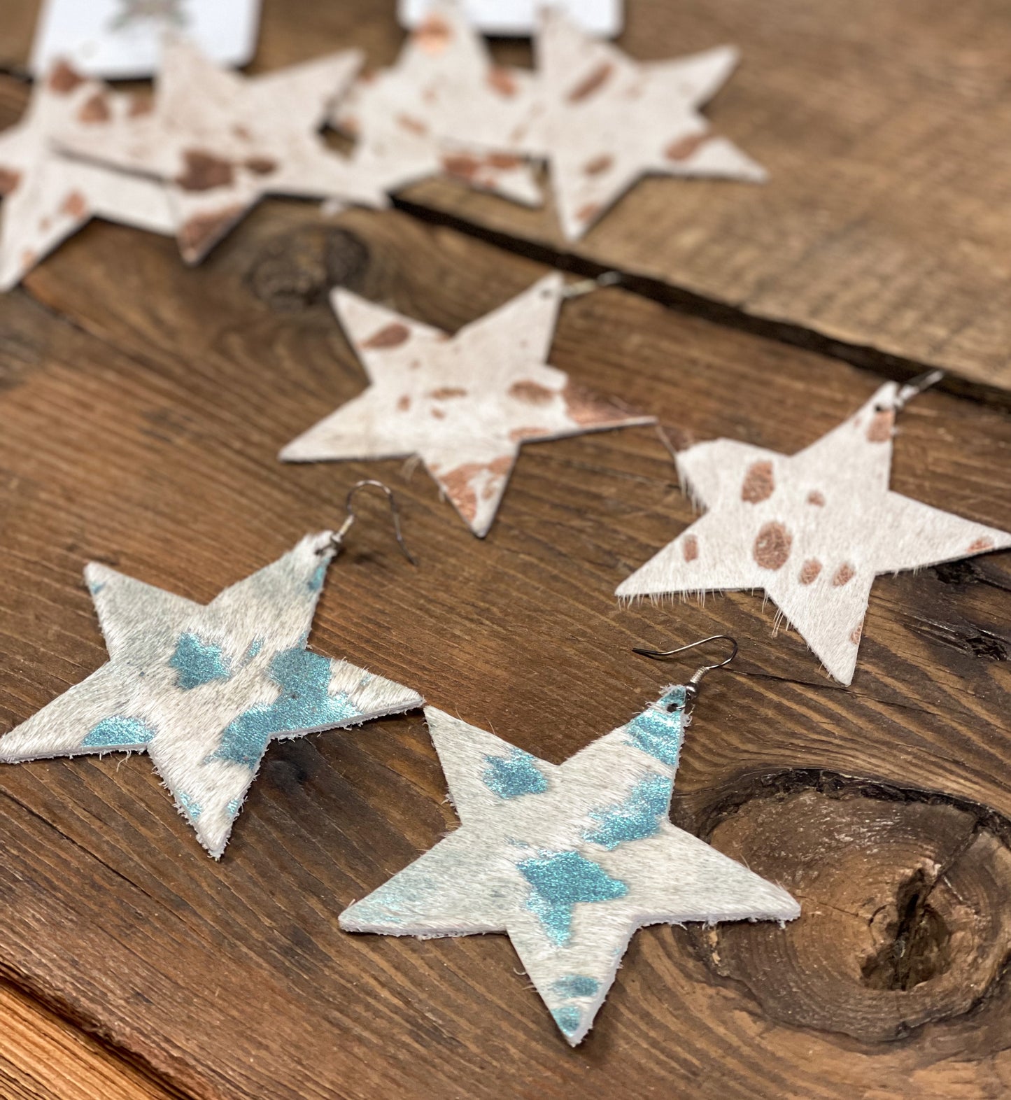 Cowhide Star Earrings