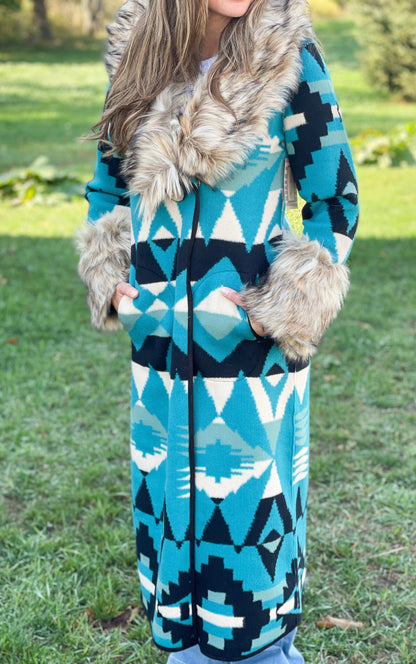 Tasha Polizzi Taconic Blanket Coat - Turquoise