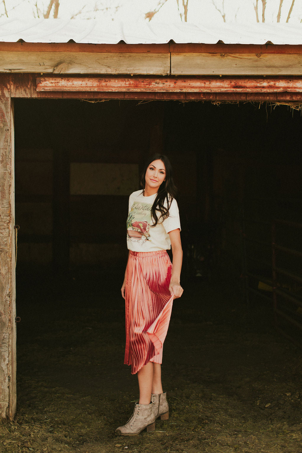 The Rose Gold Pleated Skirt