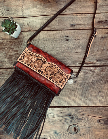 Sunflower Tooled Clutch
