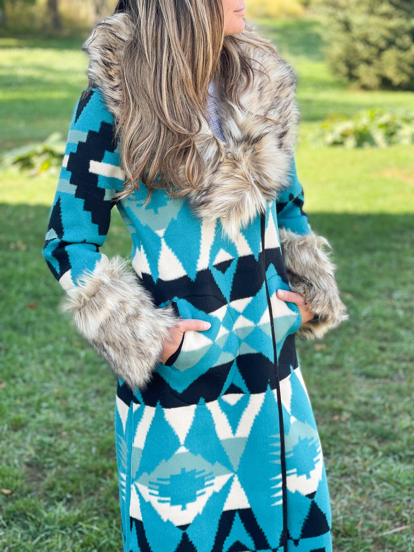 Tasha Polizzi Taconic Blanket Coat - Turquoise