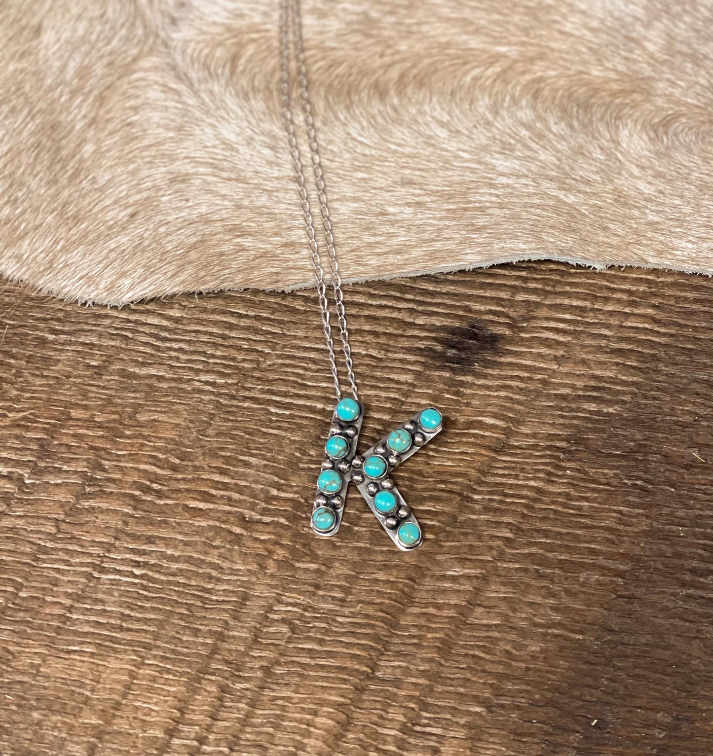 Turquoise Initial Necklace